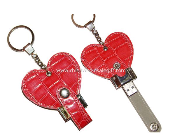 Leather Heart USB Flash Drive