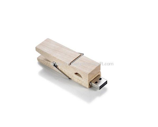 Wooden Clip USB Flash Drive