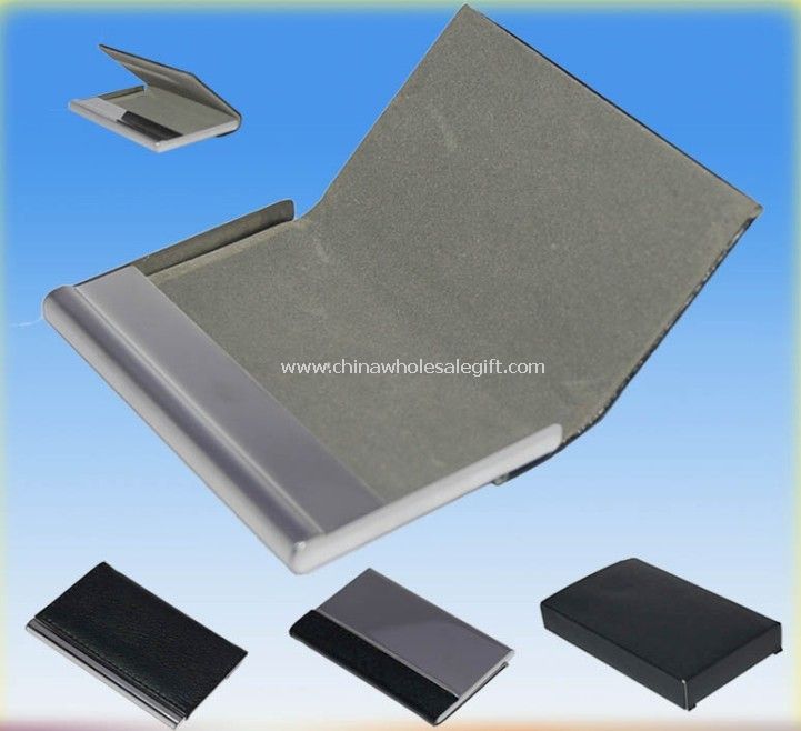 Metal Business Card Holder with Leather