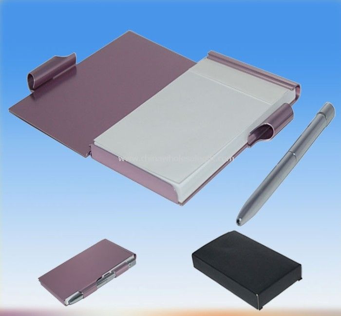 Metal Business Card Holder with Pen