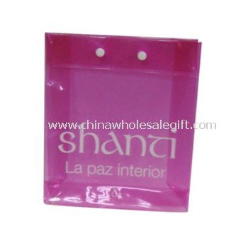 Pink Button Snapped PVC Bag For Cosmetic