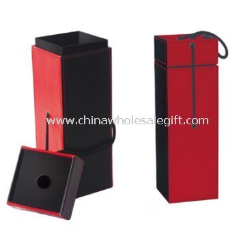PU Wood Wine Box With Metal Lock