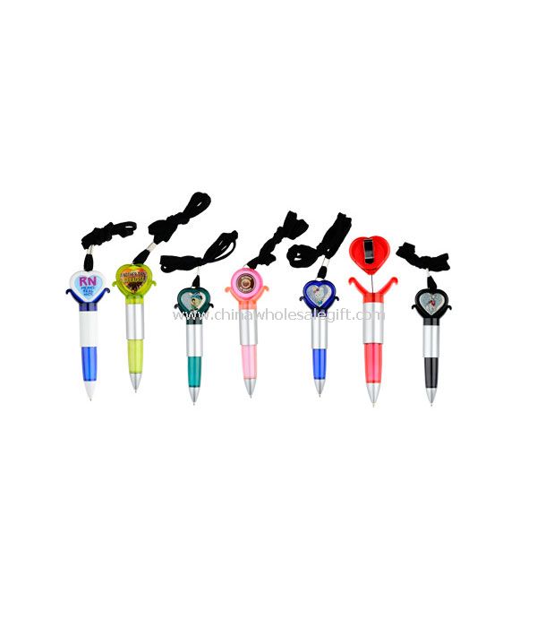 Push action lanyard ball pen