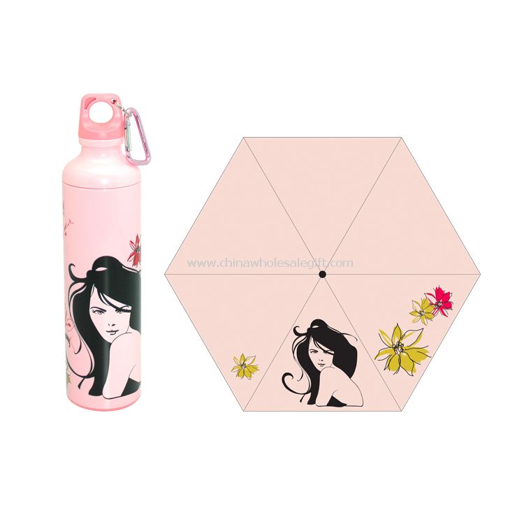 modern woman bottle umbrella