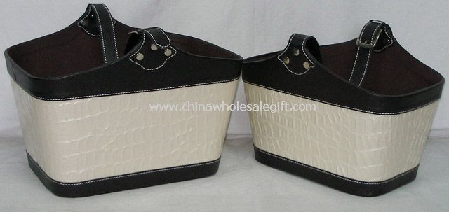 leather shopping basket