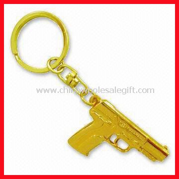 3D gun shape metal keychain