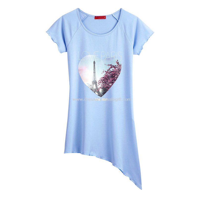 Womens Cotton and Spandex Short Sleeve Printing T-shirt