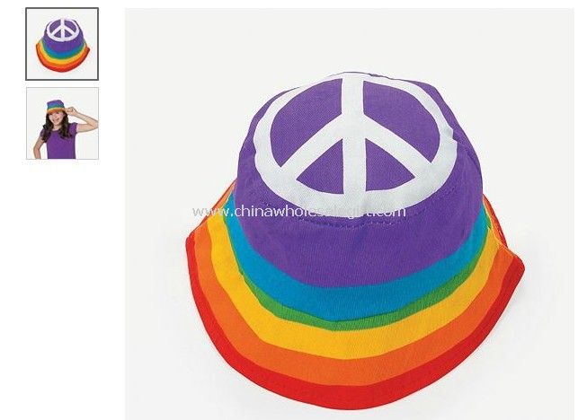 Peace Sign Rainbow Bucket Hat