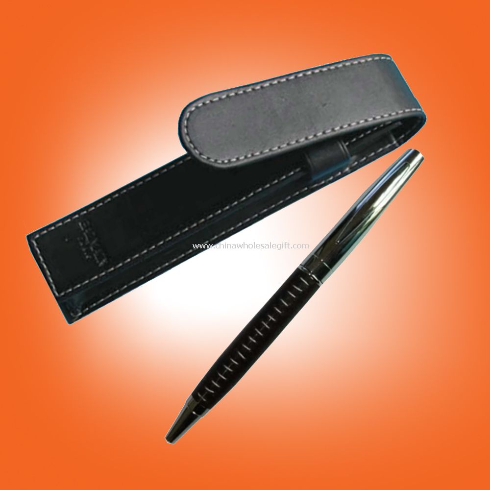 Metal PU leather ballpoint pen