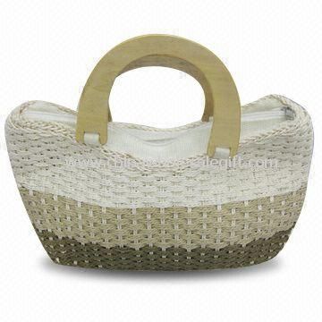 Crocheted Handbag with Wooden Handle