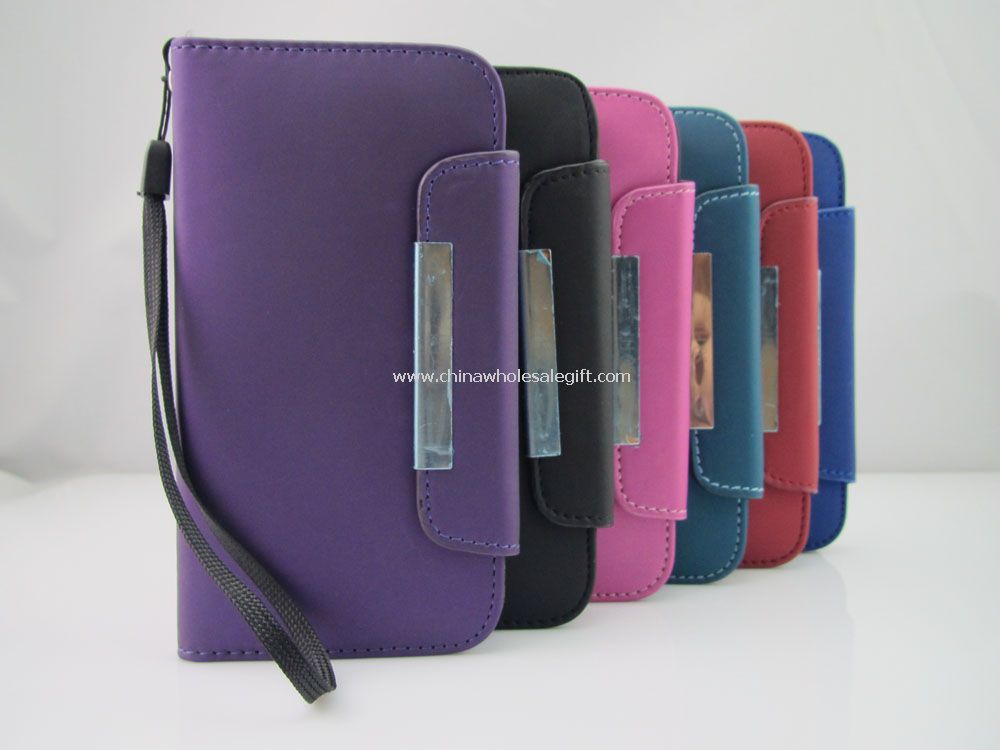 PU Leather Phone Case w/Wrist Strap Wallet Magnetic for Samsung Galaxy S4