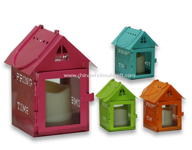 metal house shape lanterns