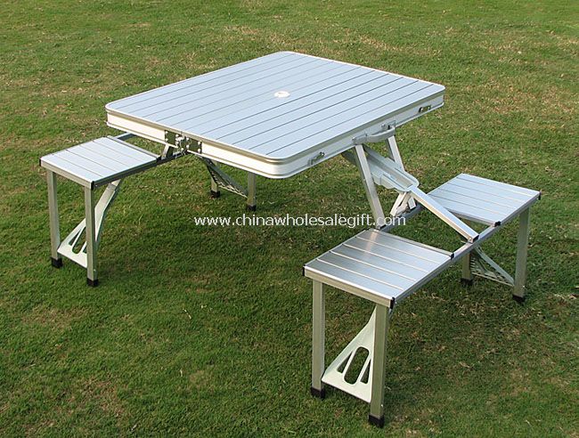 Metal Folding table with Benches