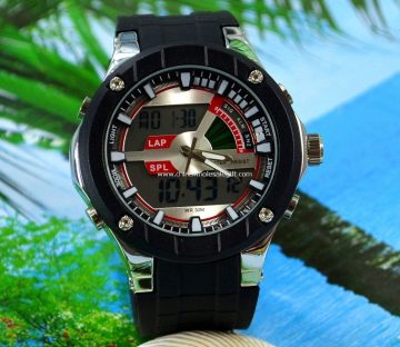 Double movement night light sports watch