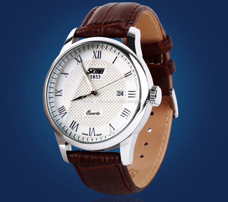 Leather band men watch