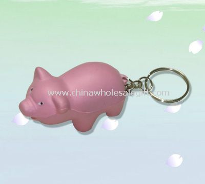Keychain pig shape stress ball