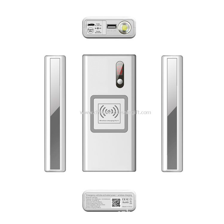 12000mAh Cell Phone Power Bank Car Jump Start with Wireless Charger