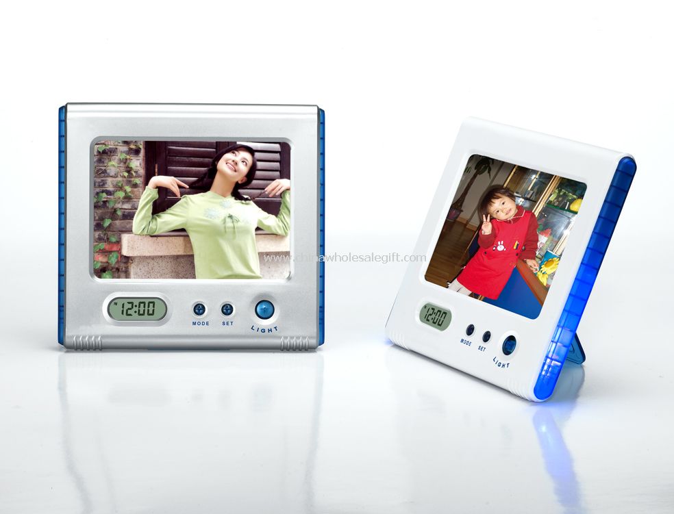 Colorful photo frame with clock