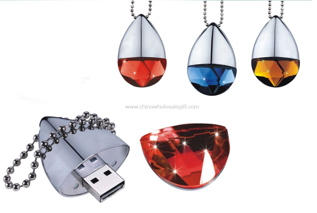 Crystal USB Flash Drive with Keychain