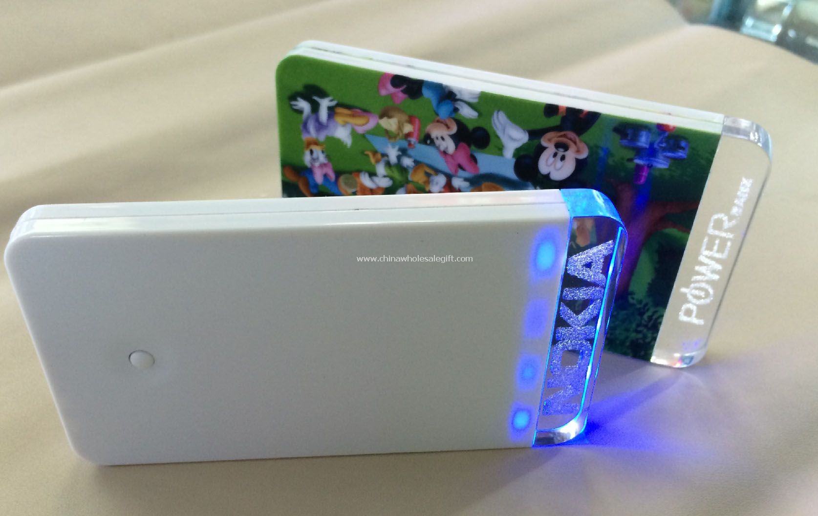 Engraved or printing logo crystal power bank with LED Lighting