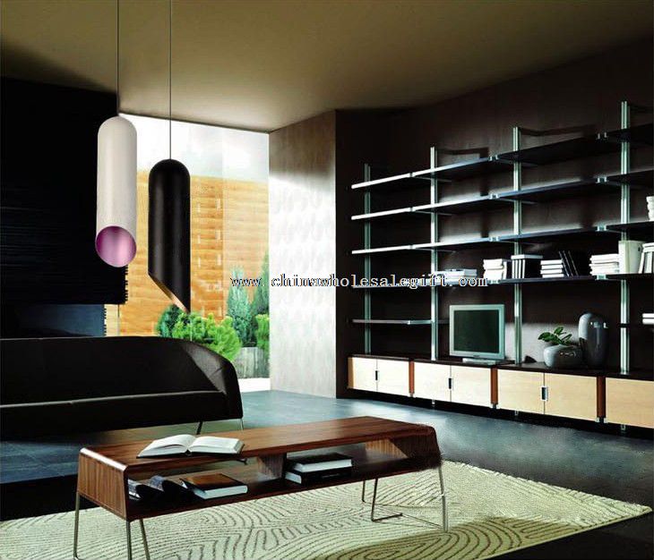 Bamboo Pendant Lamp Black/White Aluminum Lampshade
