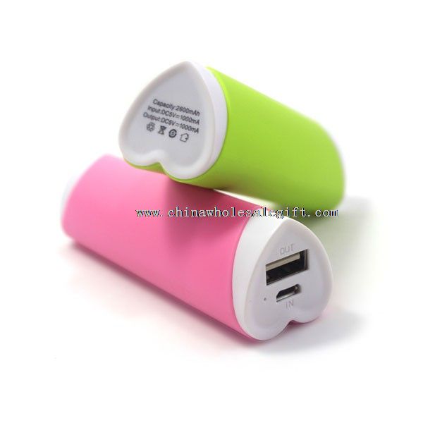 Heart shape mini 2600 elephone portable power bank