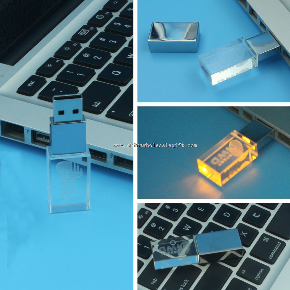 LED light glass 16gb usb