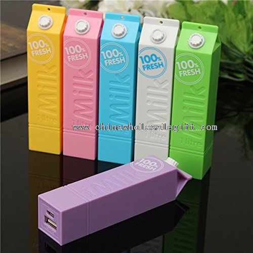 Mini milk shape portable 2600mah usb power bank