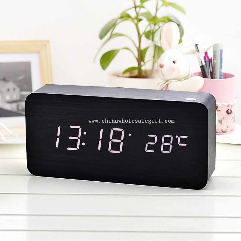 Multifunctional led digital desktop wooden LED clock