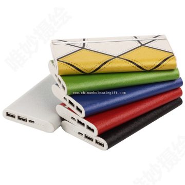 Slim wallet leather power bank 12000mah