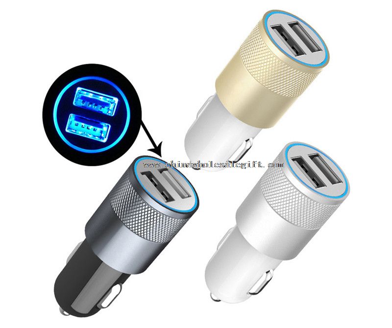 Small moq mobile phone car charger with LED Light for phone