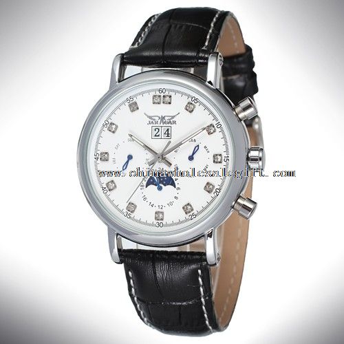 leather watch with calendar