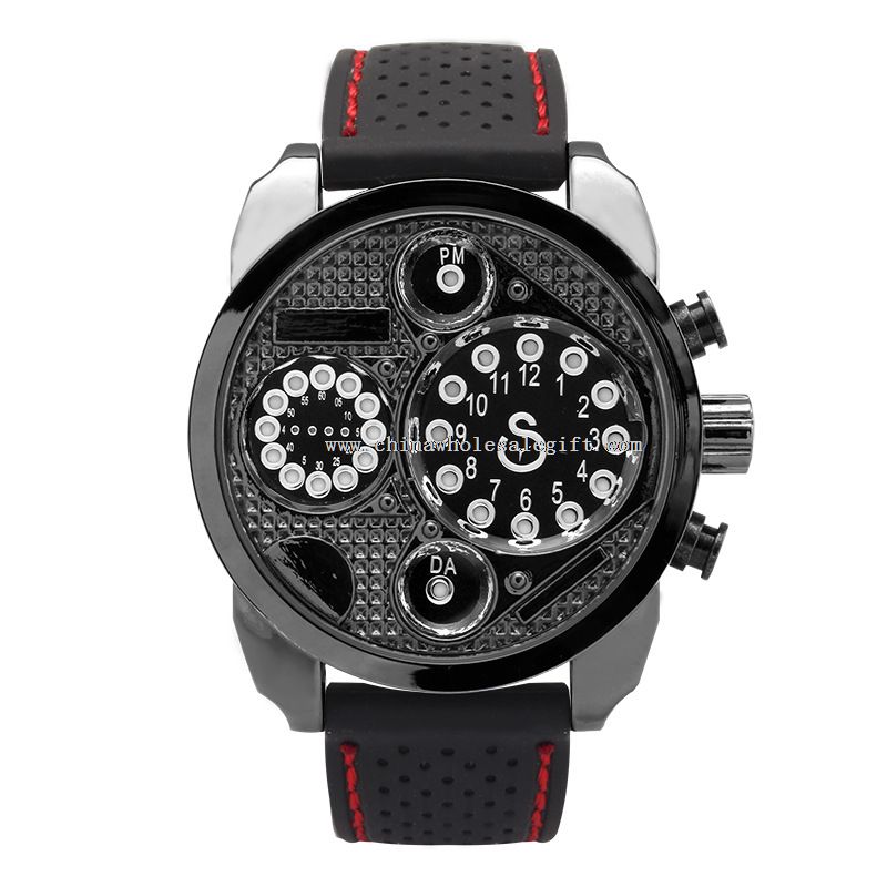 Men Sport Quartz Silicone LED Watch