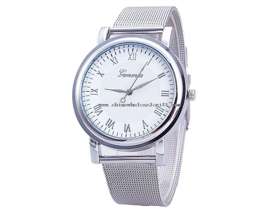 silver alloy tone sports mesh men geneva watch