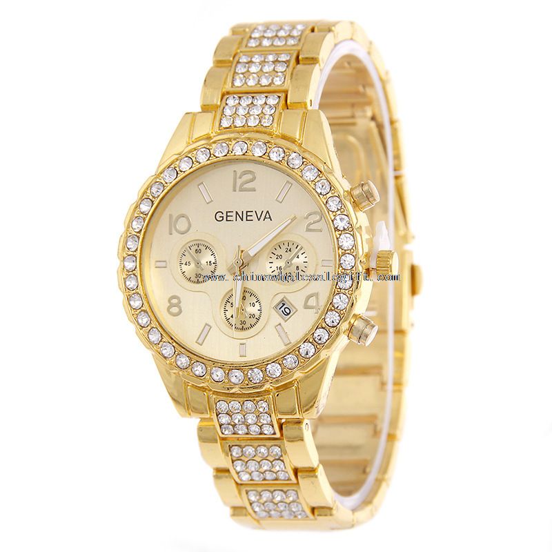 Stainless Steel Rhinestone Womens Wrist Watch