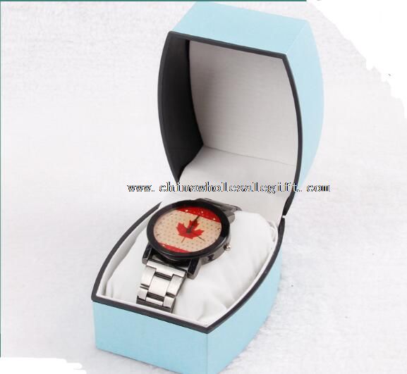 Blue Shaped Paper Watch Packaging Box With Pillow