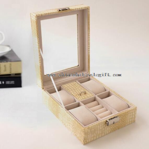 Crocodile leather box for wrist watch