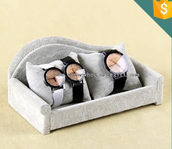Gray velvet sofa watch Box