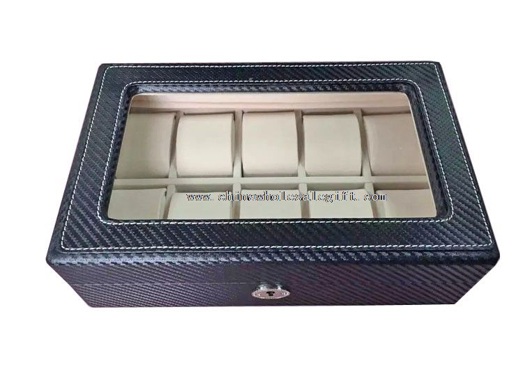 wood watch box with glass window