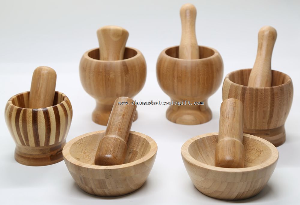 Pill Crusher Set Bamboo Mortar and Pestle