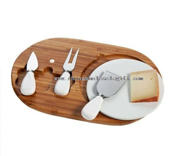 wooden cheese board set