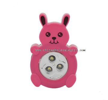 3 LED plastic rabbit shape push bedroom night light