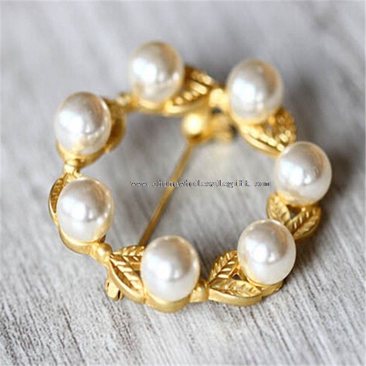 Gold Round Flower Beads Lapel Pin Brooch
