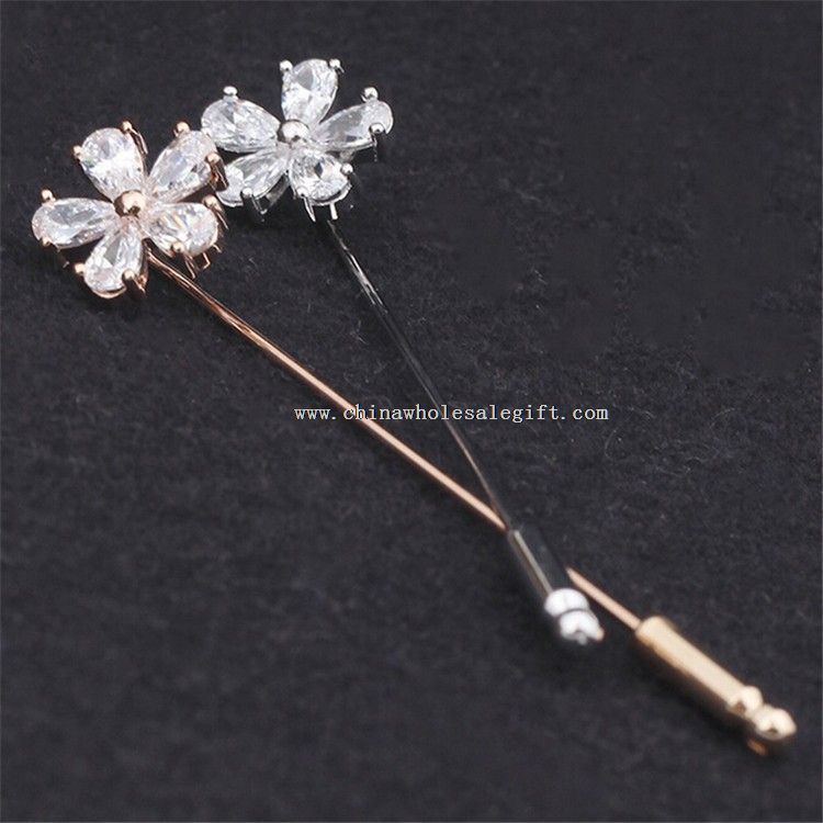 Crystal Flower Shirt Lapel Pins
