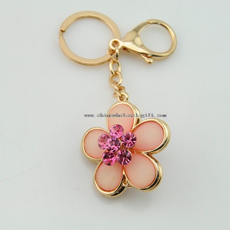 Flower Shape Crystal Rhinestone Keychain