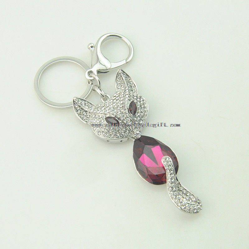 Fox Shaped Rhinestone Keychain