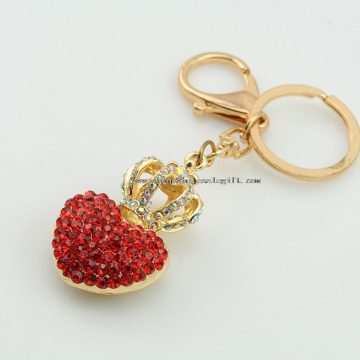 heart shape metal crystal keychain