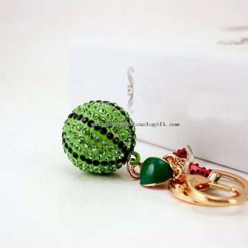 watermelon shape metal crystal keychain