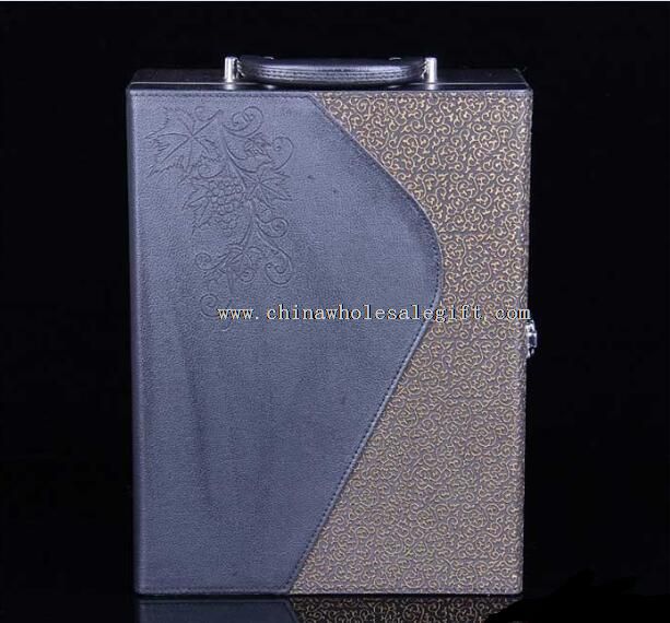 2 bottles blue leather wine box