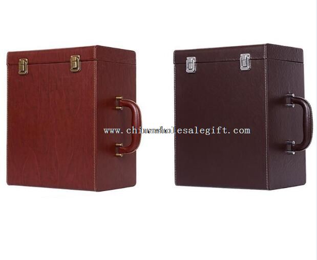 6 bottle leather wine box